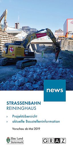 Bildtext: Titelbild Foder:Bagger bei Aufgrabungsarbeiten im Bezirk Reininghaus.