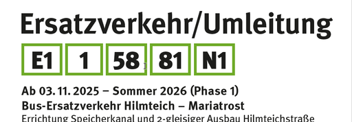 Bildtext: Beschreibung Ersatzverkehr Linie 1 (Mariatrost).