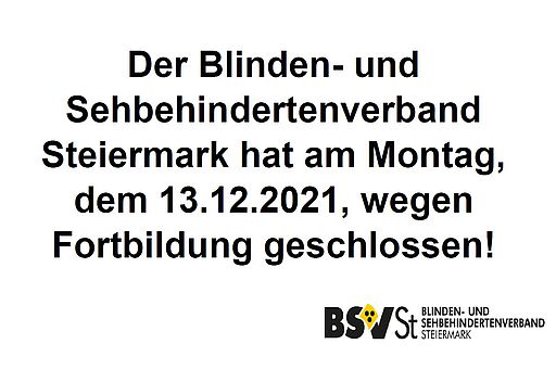 Bildtext: Am 13.12.2021 wegen Fortbildung geschlossen.