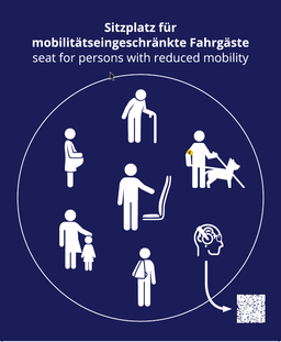 Bildtext: Grafik mit Übersicht über Sitzplätze für mobilitätseingeschränkte Personen.